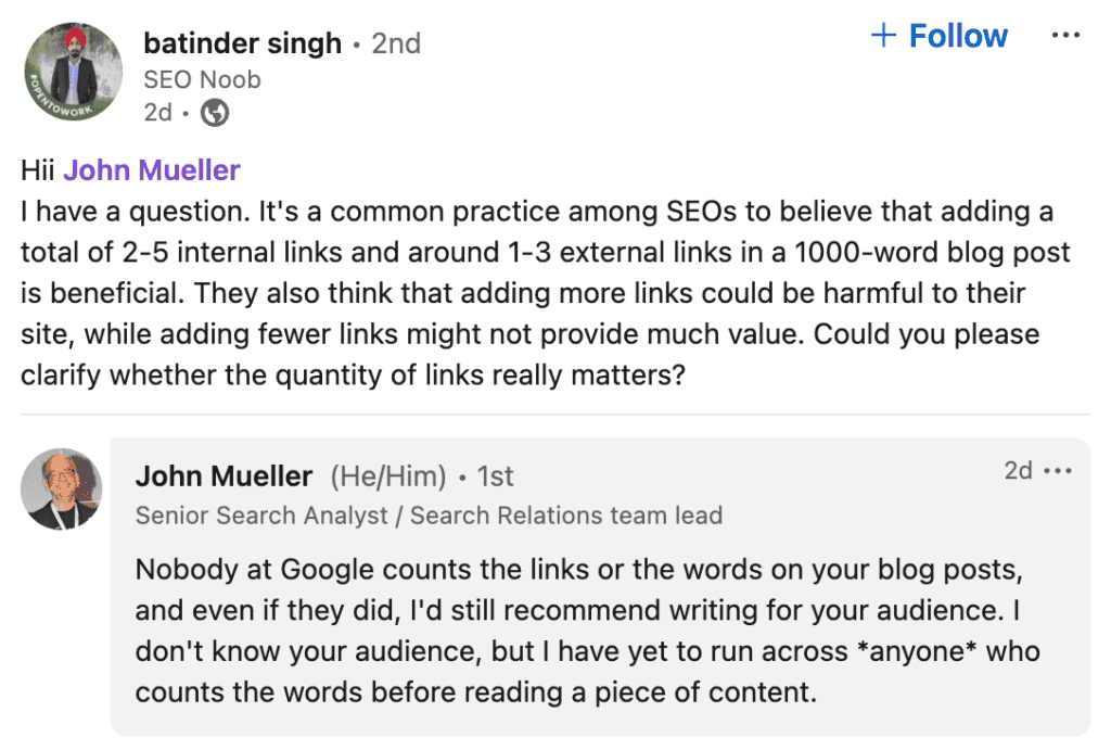 Google’s John Mueller on word count
