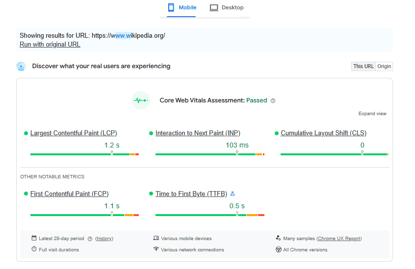 PageSpeed Insights: Core Web Vitals
