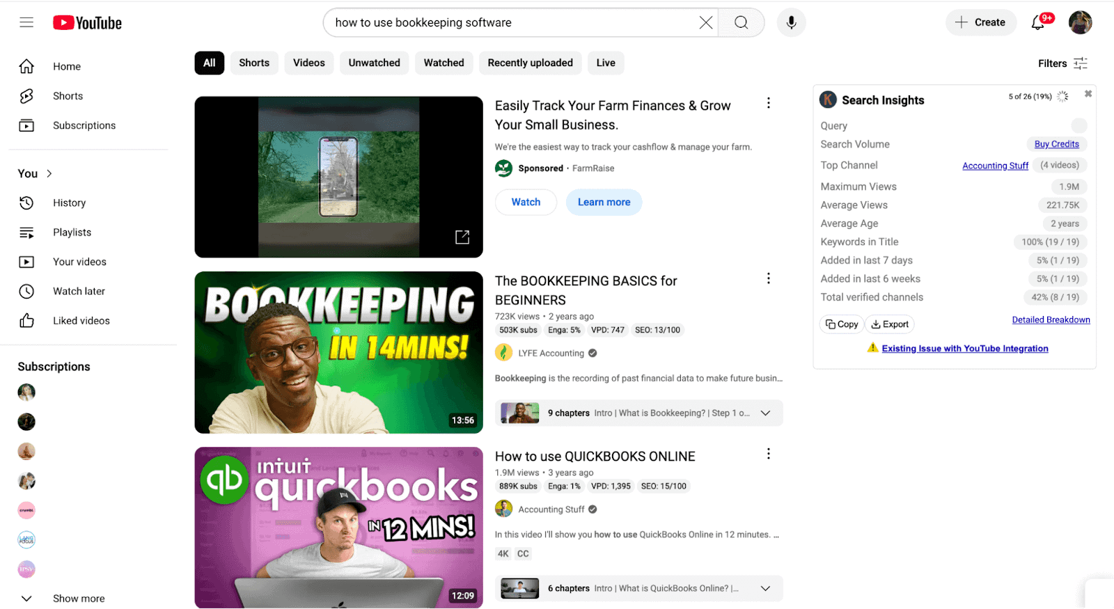 example of SaaS SEO on youtube