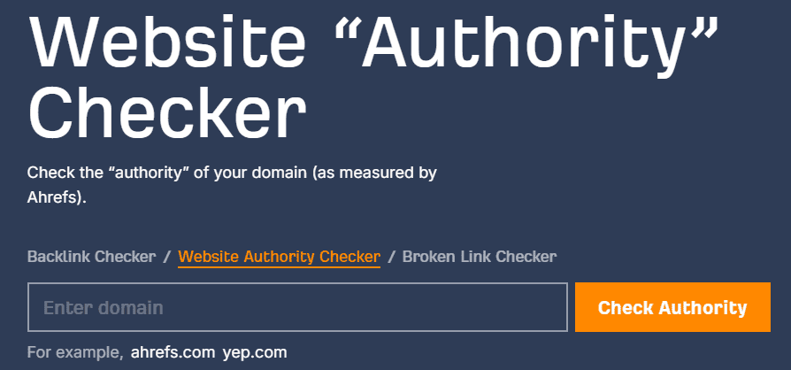 screenshot of Ahref's Website Authority Checker