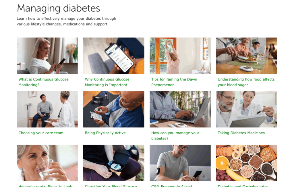 OneTouch's Managing Diabetes content.