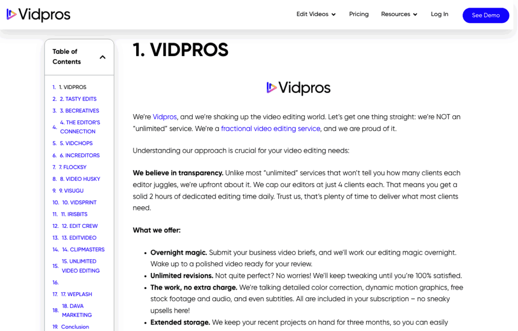 Vidpros' page. 