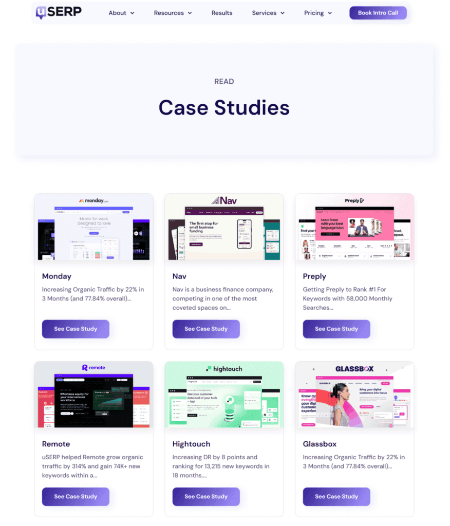 Case Studies by uSERP
Case studies example page by uSERP for ABM marketing inspiration.
