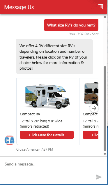 Cruise America's AI chatbot.
