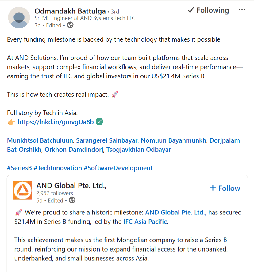 Company News
LinkedIn post about company news and exciting announcements. 