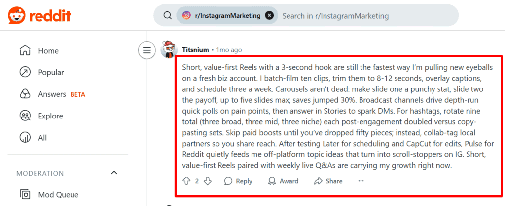 Reddit Comment
Reddit comment packed with value.
