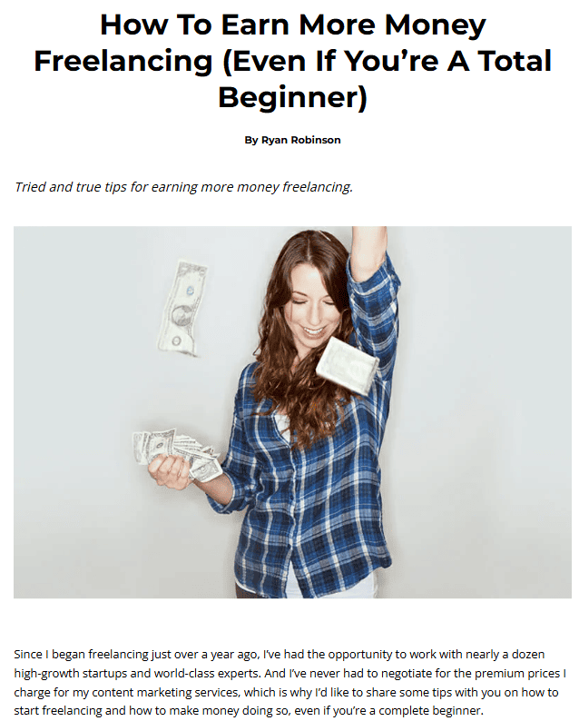 Screenshot of a how to make money freelancing.