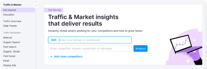 SEMrush’s Traffic & Market Toolkit.