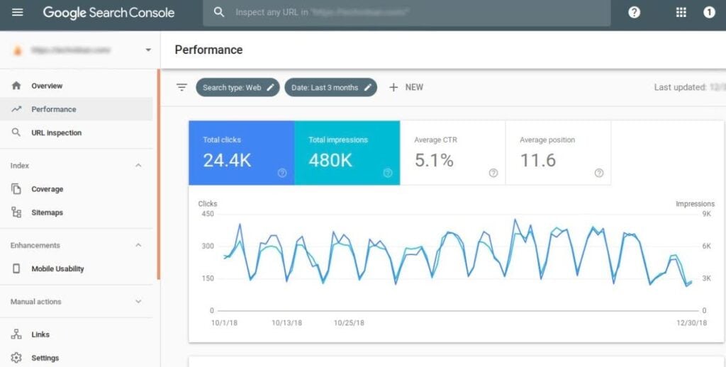 Screenshot of Google Search Console