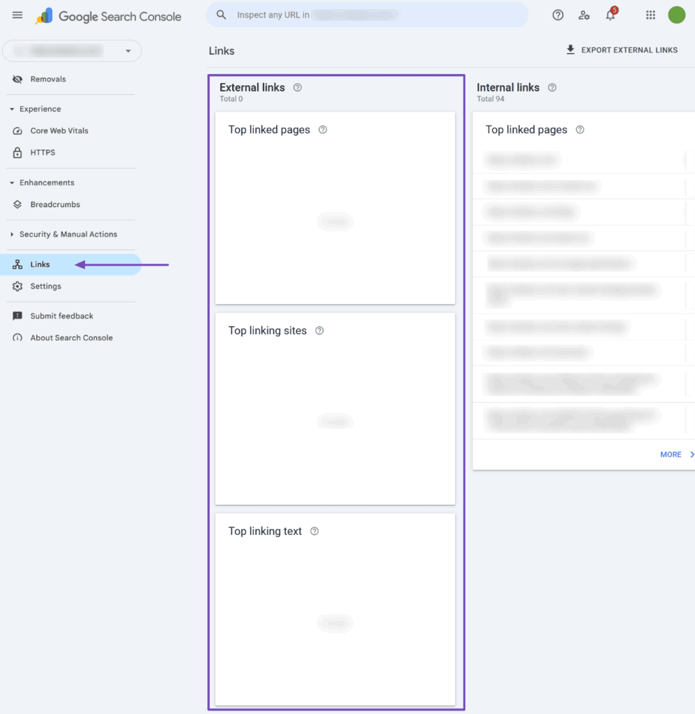 Google Search Console: External links and backlinks
