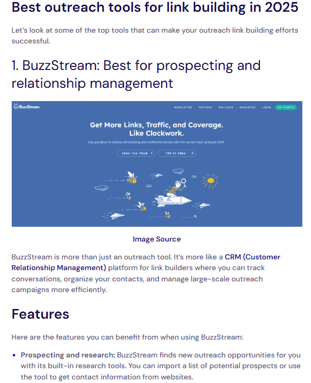 uSERP's blog post on the best outreach tools for link building. 