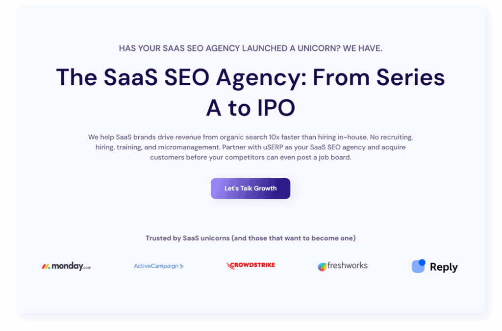 uSERP's Full-service SEO outsourcing for SaaS companies