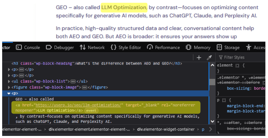 Example of descriptive anchors.