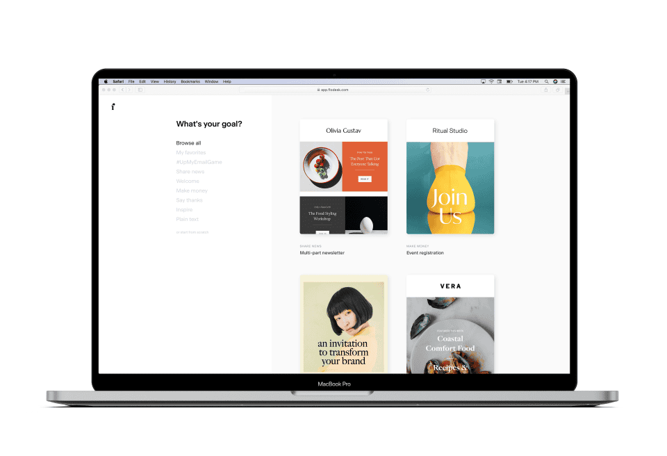 Flodesk Interface image from G2. 
