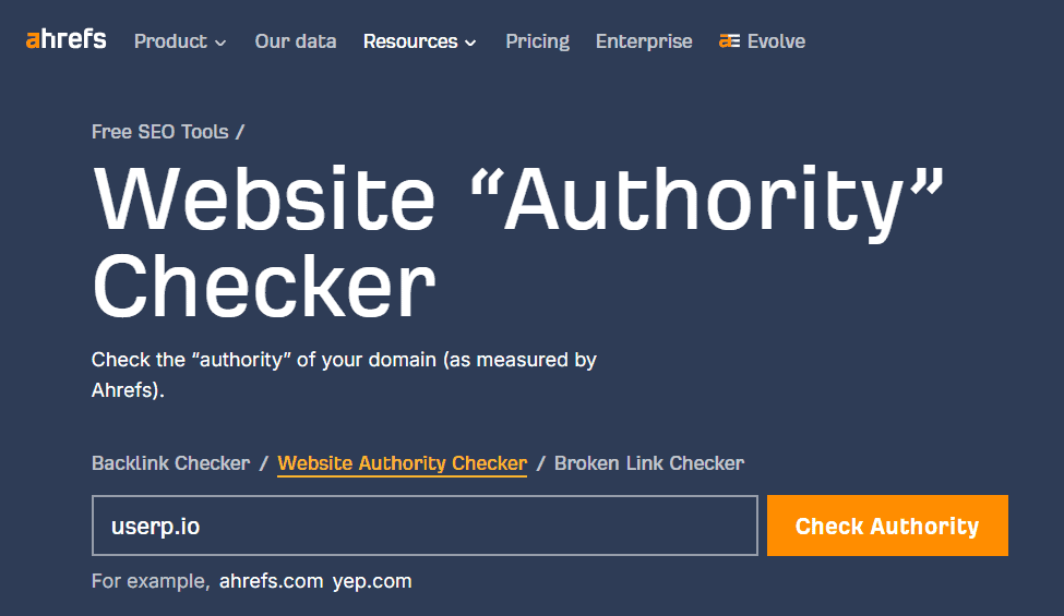 Ahrefs website authority checker
