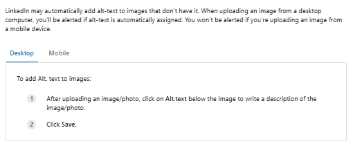 Adding alt text for images on LinkedIn
