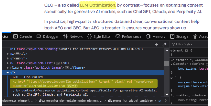 Contextual internal links
